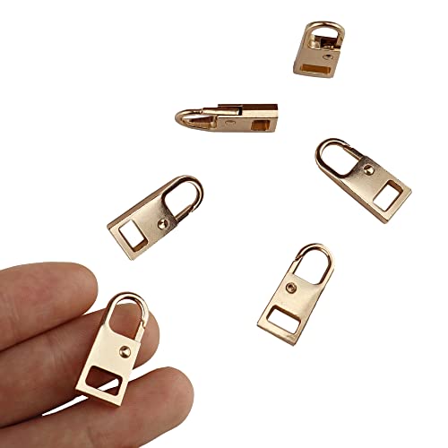 HEEHEE Reißverschluss-Zuglasche, schnelle Scharnierschloss, größere Schlaufe, stabiler Griff aus Zinklegierung, Gold, 6 Stück für Gepäck, Stiefel, Jacke, Koffer Cover