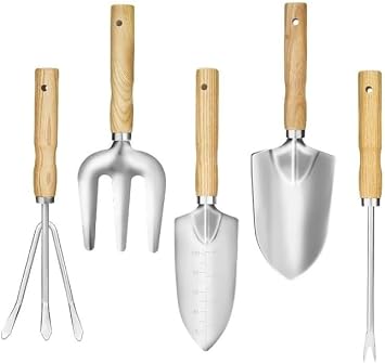 5-Piece Garden Tool Set - Heavy Duty Stainless Steel with Ergonomic Handles, Rust-Proof for Planting & Weeding, Ideal Gardening Gift for WomenGift Box Included