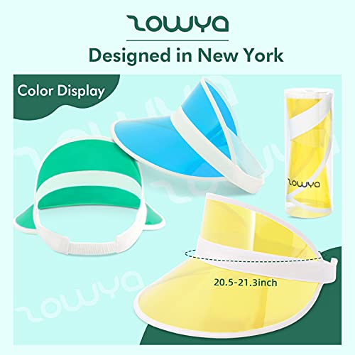 Zowya Clear Sun Visor Hats For Girls Boys Plastic Color Visor Caps For Kids Pvc Tennis Beach Cap Uv Protection Adjustable Yellow thumb #1