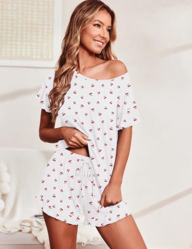 Image of Ekouaer Women's Pajama Set Ruffle Sleeves Top and Short