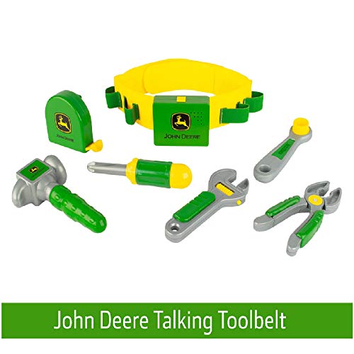 John Deere Deluxe Talking Toolbelt - 7-Piece Kids Tool Set - Interactive Construction Toys - Interactive Toddler Tools Playset - Green - 7 Count - Preschool Toys Ages 2 Years and Up by TOMY - Image 3