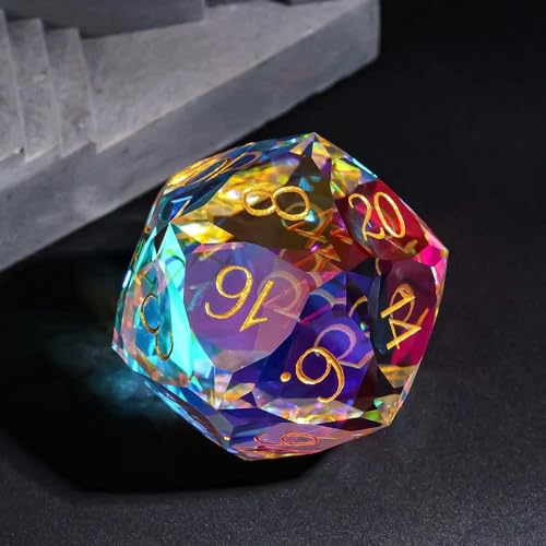 Image of UDIXI 30mm D20 Prism Glass Dice Large Glass D20 Dice for RPG Tabletop Games | Multifaceted-Cut, Premium Gift Box, DM Gift, for Dungeons and Dragons Role Playing Games