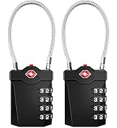 Cadenas TSA à 4 chiffres avec Indicateur d'Ouverture – pour Valise, Bagage Cabine, Sac à Dos – Acceptés pour les Voyages en Avion – Lot de 2, Noir