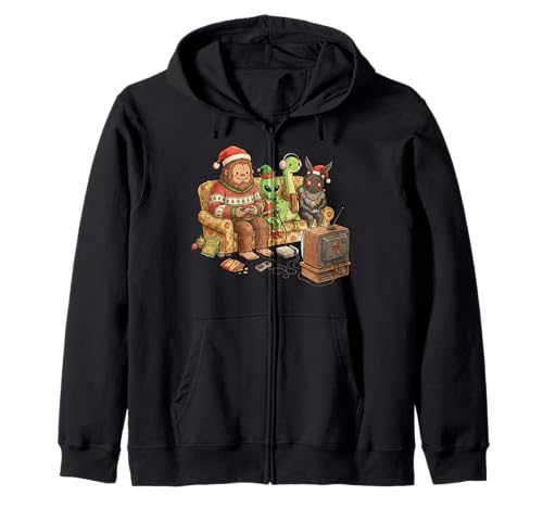 Bigfoot Alien Nessie Mothman Retro Gaming Christmas Party Sweat à Capuche