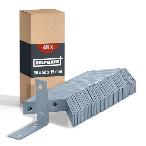 HELPMATE - 48 equerre metal de chaise 50x50x15 mm - Equerre fixation galvanisée et passivée bleue - Equerre de fixation avec protection anti-corrosion,...