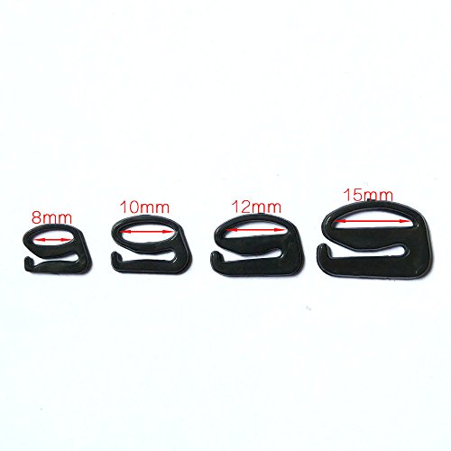 200 Pcs/Lot Nylon Coated Metal Lingerie Adjustment Strap Slides Hardware Sewing Clips Clasp Hooks For Bra Strp Black Color (8Mm) #TOP5