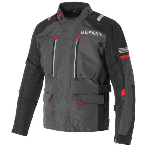 Befast - Chaqueta de moto tricapa Victory II CE Gris oscuro Negro XXL