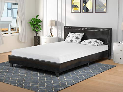 mecor Faux Leather Platform Bed Frame/Upholstered Panel Bed Full Size, No Box Spring Needed, Nailhead Trim Headboard Design, Black Full mecor Faux Leather Platform Bed Frame/Upholstered Panel Bed Full Size, No Box Spring Needed, Nailhead Trim Headboard Design, Black Full
