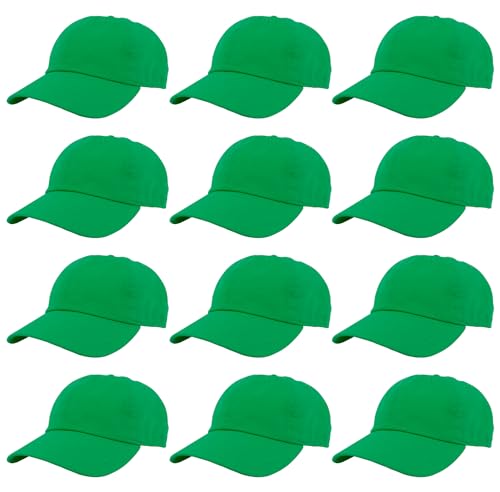 Image of Gelante Baseball Caps Hats 100% Cotton Plain Blank Adjustable Size Wholesale Bulk of 12 Pack