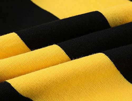 Dilbyke Boys Girls Hoodies Hooded Sweatshirts Classic Solid Sport Pullover Top Lightweight Series Plush Cotton, Yellow And Black Striped, 9-10 Years #TOP6