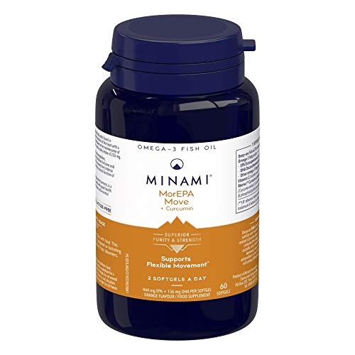 Image of Omega 3 Fish Oil Supplement - Minami - MorEPA Move Plus Cucurmin - High Concentration of DHA & EPA - Cucurmin and Vitamin C Support Flexible Movement for Joints and Muscles - 60 softgels