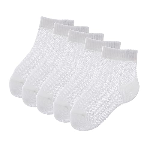 Looching 5 Pairs Baby Boys Girls Mesh Thin Socks Toddler Cotton Breathable No Show Low Cut Ankle Socks for 1-12T Kids