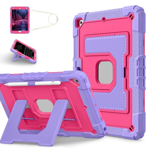 Étui iPad 10.2 9e/8e/7e génération avec coque robuste antichoc rose violet