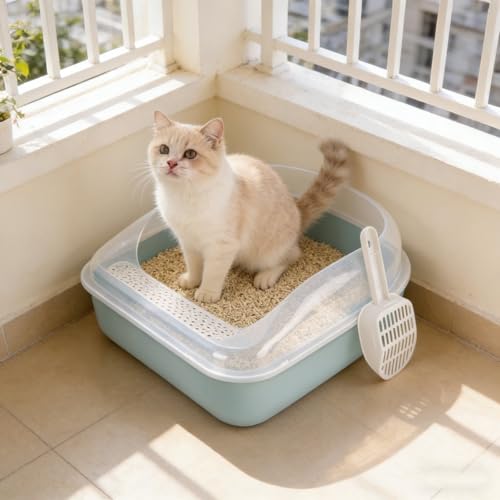 Arenero semi cerrado para gatos con tapa y pala miniatura 3