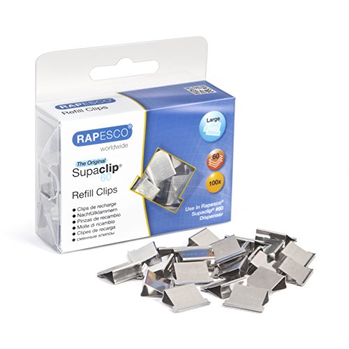 Rapesco Supaclip #60 Refill Clips - Stainless Steel, Pack of 100 (CP10060S)