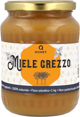 Q Honey Miele Naturale Grezzo 1 kg | 100% Puro Miele, Non Filtrato - Direttamente Dall'alveare
