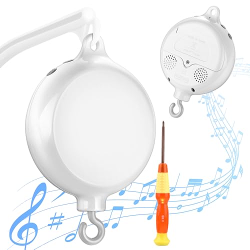 Image of Cverny Baby Crib Mobile Motor White, Baby Crib Mobile Rotary Music Box with 3 Modes (Turn Only,Turn & Music, Music Only), Rotating Music Box with 35 Lullabies, Auto-Off 30Min, Battery Operated