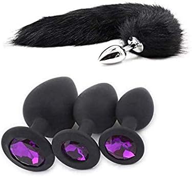 Cllandy 23- Ànâ.les Plù-.gs Trainer Kit with Cosplay Toy Super Long Fox Tail Back Court Metal Fox Tail Back Wand Massage for Women&Male (4Pcs-1)