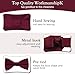 MANSPHIL Burgundy Silk Bow Ties and Pocket Squares for Men, Pre Tied Bowtie Set for Formal Tuxedo Wedding Event Party
