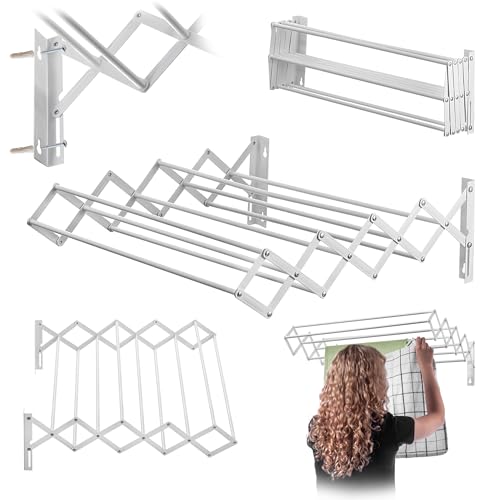 KADAX Séchoir à linge mural, 60 cm, pour montage mural, extensible, peu encombrant, pour serviettes, corde de séchage pliable avec 6 échelons