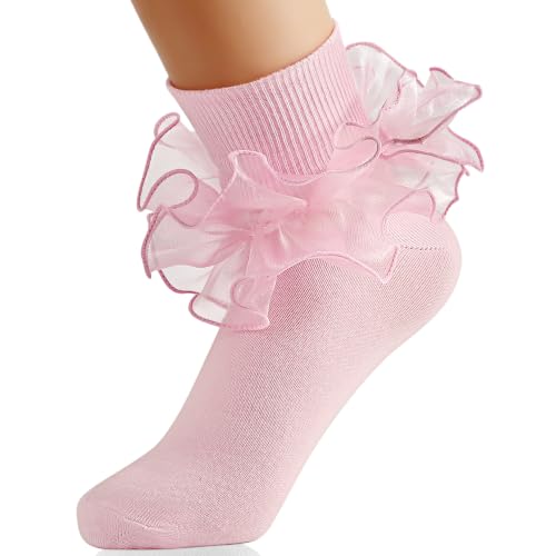 Image of Komorebi Big Ruffle Ankle Socks Lace Frilly Cotton Socks for Women Girls
