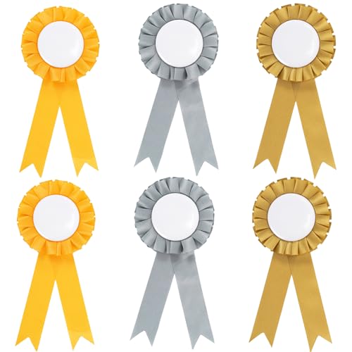 6 Stück Turnierschleifen Rosetten - Gold Silber Kupfer Für Hobby Horse & Sportevents