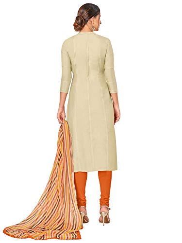 Image of AKHILAM Women's Chanderi Cotton Embroidered Unstitched Salwar Suit Material(Red 32DMK80 Parent)