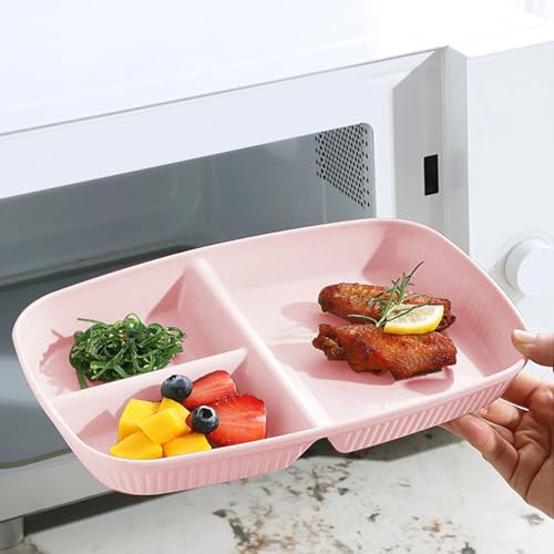 Image of 2 Compartment Serving Plates for Sushi, Snacks, Cake, Meat & Appetizers Great for Parties, Family Gatherings, and Holidays Dishwasher & Microwave Safe Dinnerware (Pink, Pack of 4)