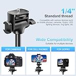 Fugetek 62" Professional Cell Phone Tripod, Ultra Stable 4 Leg Design, Bluetooth Remote, 100% All Aluminum Stick & Legs, Portable All in One, 360° Phone Mount with 2 Cold Shoe Slots, Non Skid Feet - Image 5
