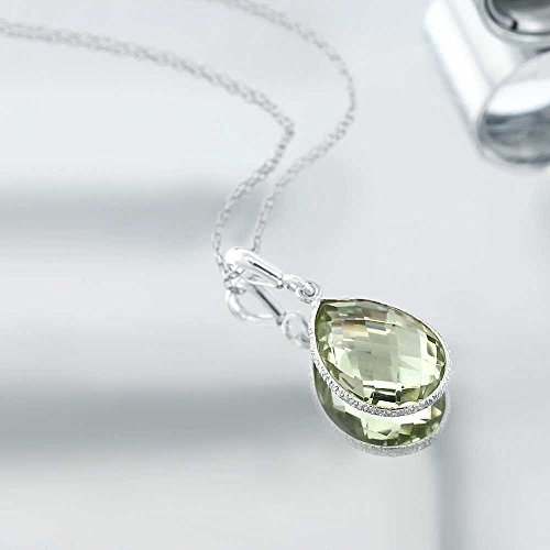 Gem Stone King 6.50 Cttw Genuine Green Prasiolite Teardrop Pendant Necklace For Women | 925 Sterling Silver | Pear Shape 16X12MM | Gemstone Birthstone | With 18 Inch Silver Chain4
