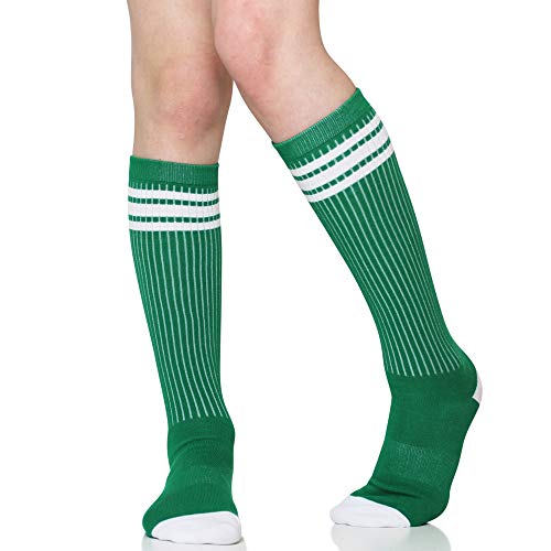 Image of 3 Pairs of juDanzy Knee High Boys or Girls Stripe Tube Socks for Soccer, Basketball, Uniform and Everyday Wear