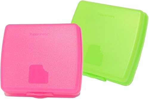 Tupperware Sandwich Keepers - Juego de 2 unidades, color rosa y verde