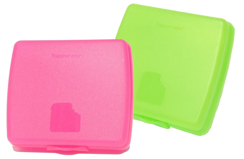 Tupperware Lot de 2 porte-sandwich rose et vert
