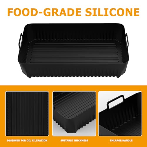 Silicone Air Fryer Liners for Ninja Flex Drawer AF500UK, Large Air Fryer Liner for Ninja Foodi Flexdrawer 10.4L, AF500UK Accessories Air Fryer Liners 10.4 Litre Inserts (Black) - Image 3