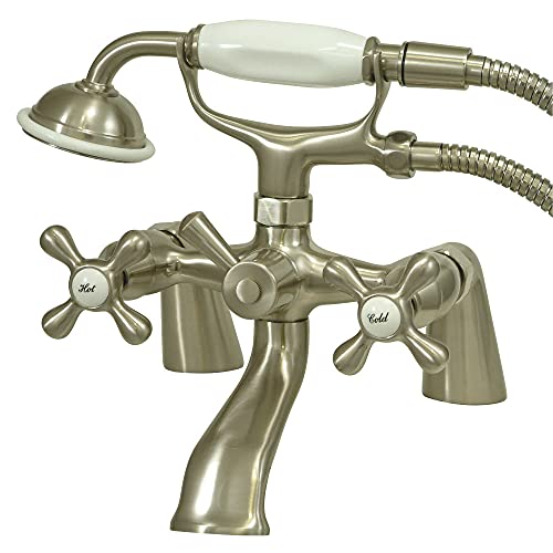 Kingston Brass KS267SN Kingston Clawfoot Tub Faucet, 6-Inch Center, Brushed Nickel