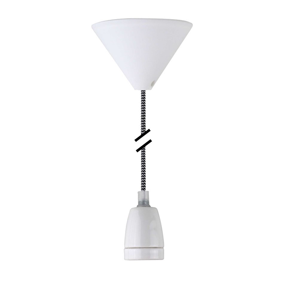 Schnurpendel Mit Textilkabel - Pendelleuchte E27, 200 Cm, Weiß Oder Schwarz