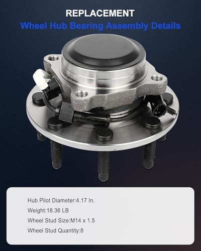 Image of ECCPP 2PC 515087 Wheel Hub for Chevrolet Silverado 3500 Classic 2007 | for Chevrolet Silverado 3500 2001-2006 8 lugs w /ABS Sensor Pre-Greased Sealed