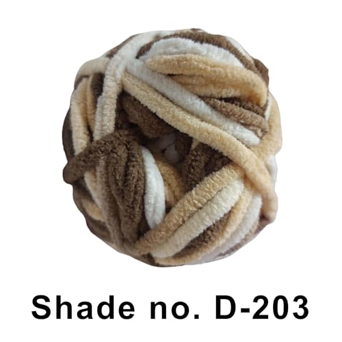 Image of VCR Brown Trio Color, 100 Grams Hank, 60 Meters Length, Premium Polyester Ball for Crochet and Knitting, Pack of 1 Yarn, Soft and Bulky Fur Suitable for DIY