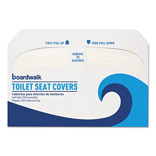 Boardwalk Premium Half-fold Toilet seat Covers, 14.17 x 16.73, White, 250 Covers/Sleeve, 4 Sleeves/Carton