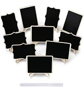 JEFURE 12 Pcs Mini Chalkboard Signs, Small Chalkboard Labels with Easel Stand, Wooden Blackboard ...