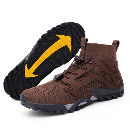 ENEN Zapatillas de Senderismo para Hombre, Ligeras Transpirables Antideslizante Zapatos de Trekking, para Trabajo al Libre Jungla Montaña Aventuras Zapatos (2026 Marrón,43)
