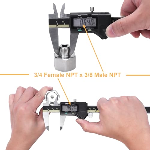 Image of Forged Reducer Adapter Fitting - Stainless Steel 304 Reducing Pipe Connector, 3 /4 inch NPT Female x 3 /8 inch NPT Male (pack of 2)