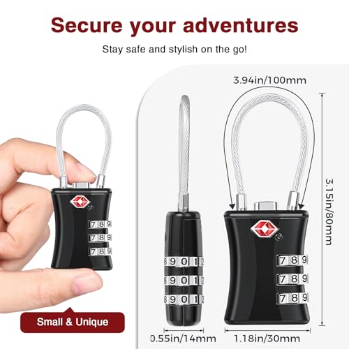 Oderra 2 Pack TSA Luggage Locks, 3-Digit Combination Padlock, Steel Wire With PVC Coated Travel Lock, TSA Approved Luggage Locks, Suitable for Gym Locker Padlocks - Image 4