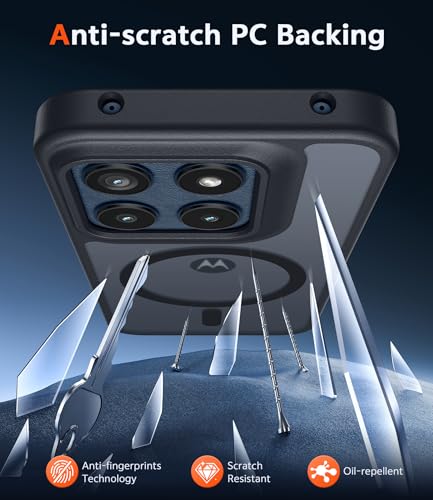 Image of FNTCASE for Motorola Edge-2026 Magnetic Case: Matte Military Grade Drop Protection with Screen Protector Cell Phone Cover - Rugged Shockproof Protective Bumper Phonecase (C-Black)