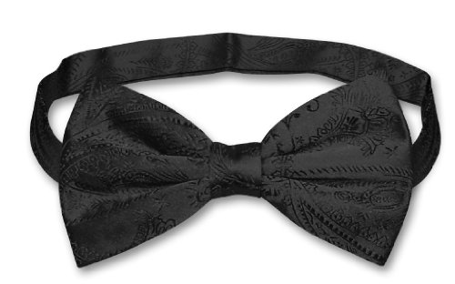 Vesuvio Napoli BOWTIE Black Paisley Color Men's Bow Tie for Tuxedo or Suit