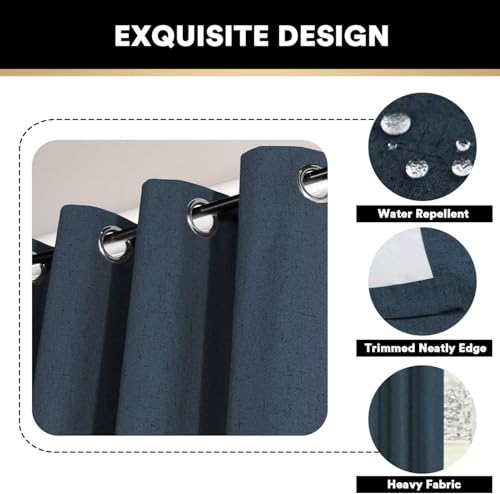 Image of PrinceDeco Blackout Sliding Glass Door Curtain Extra Wide Patio Door Curtains for Sliding Glass Door Thermal Curtains Room Divider Drapes for Living Room /Bedroom,100 X 108 Curtains,Navy