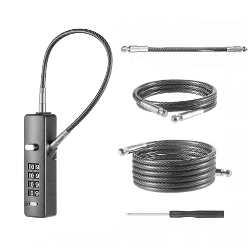 4-Digit Combination Cable Lock with 3 Replaceable Steel Cables (9