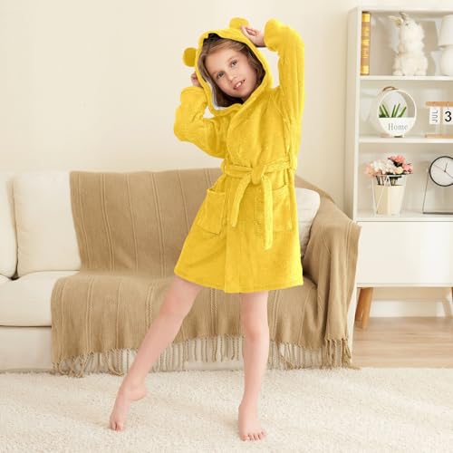 GuoChe Yellow Children'S Robes Girls Hooded Robe4