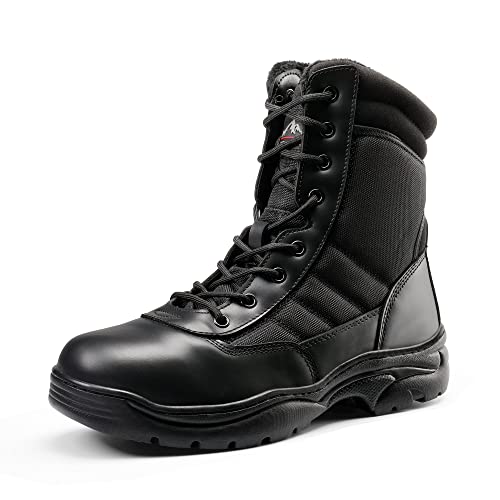 NORTIV 8 Men's Military Tactical Work Boots Side Zipper Leather Motorcycle Combat Boots Trooper(6-8 Inches)2