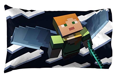 Image of Minecraft Creeper Queen Comforter Set 7 Piece Kids Bedding for Boys, Green | Video Gaming, Bed in a Bag, Comforter Sheets Shams Pillowcases, Official Product, Microfiber, Machine Washable, Boys Gift